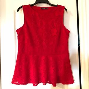Apt. 9 Red Peplum Top - Large